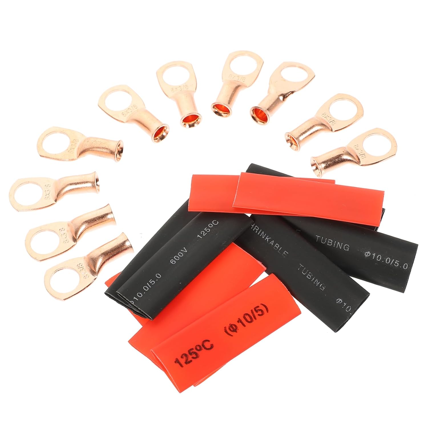 MAGICLULU 1set Awg Heavy Duty Copper Battery Terminal Connectors with Shrink Tubing for Vehicle Motorcycle and More - Wire Lugs with Easy Installation