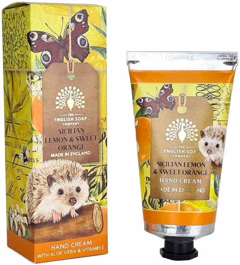 The English Soap Company Anniversary Sicilian Lemon and Sweet Orange Hand Cream - Moisturising Shea Butter with Aloe Vera and Beeswax - Citrus Scent, Recyclable Tube, Made in England - 75ml