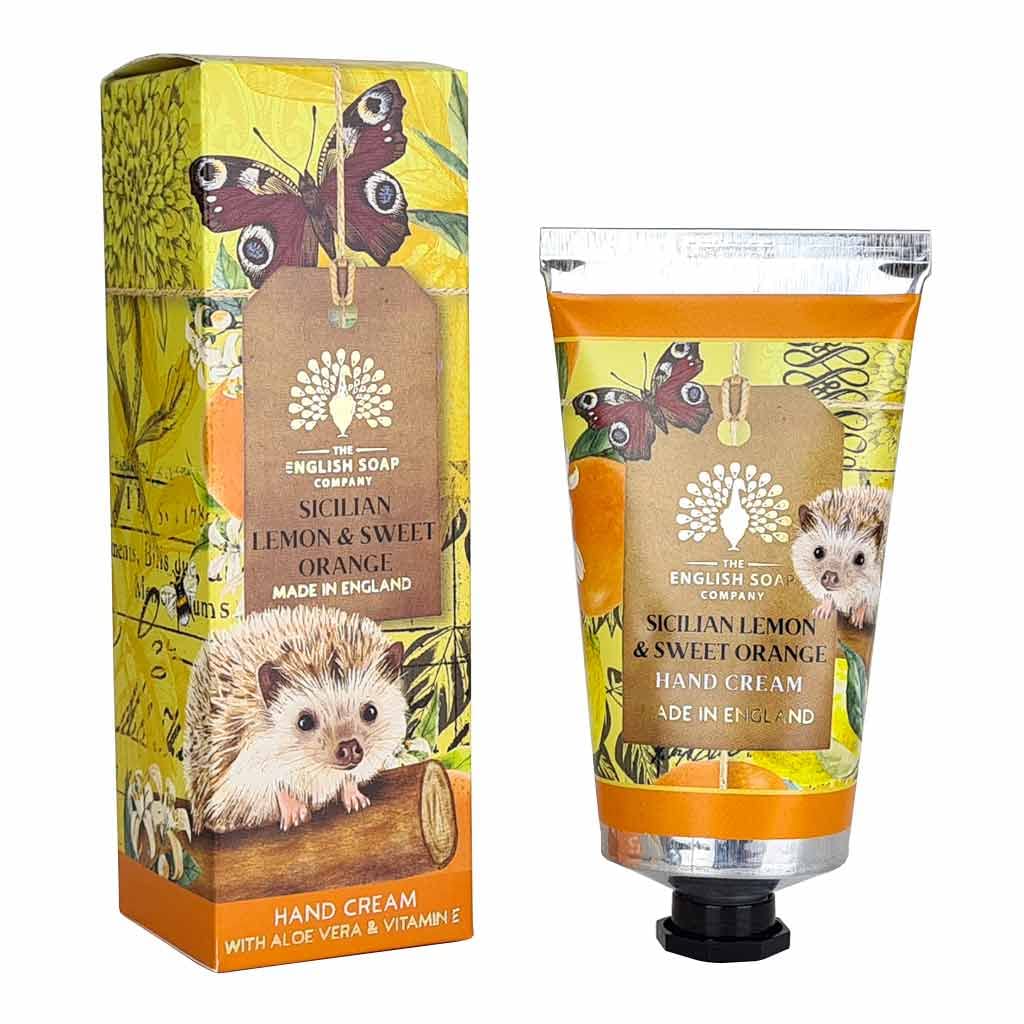 Anniversary Sicilian Lemon and Sweet Orange Hand Cream - Moisturising Shea Butter with Aloe Vera and Beeswax - Citrus Scent, Recyclable Tube, Made in England - 75ml