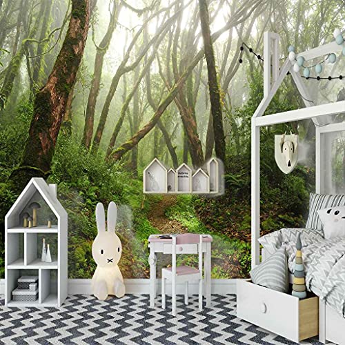 Papier peint canevas 3D forêt vierge verte pour chambre et salon 300x210