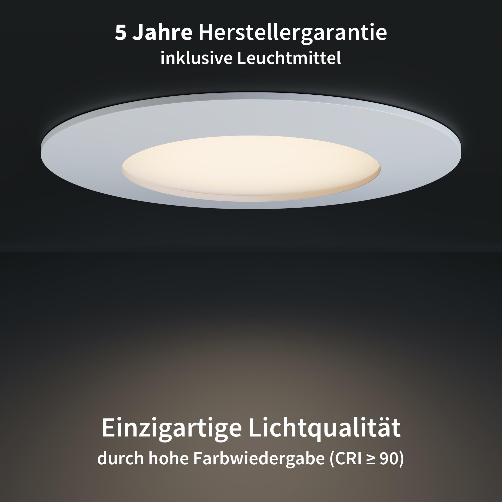 Scandinavian home 6er Set LED Einbaustrahler 230V 4,5W Warmweiß 60mm - 70mm I Badezimmer geeignet I CRI 90 500lm 3000K 68mm I Weiß-Matt mit Milchglas I LED Spot Deckeneinbauleuchte flach