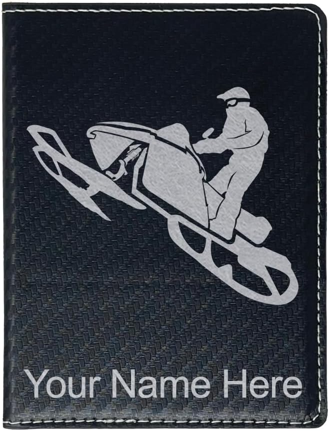 LaserGram Faux Leather Passport Holder, Snowmobile, Personalized Engraving Included (Teal)
