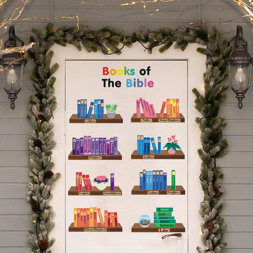 IARTTOP Book of Bible Wall Decor Sunday School Decorations for Christian Classroom Decor Book of The Bible Poster Wall Decal Religious Wall Sticker for Door Bulletin Board Kids Room Decoration