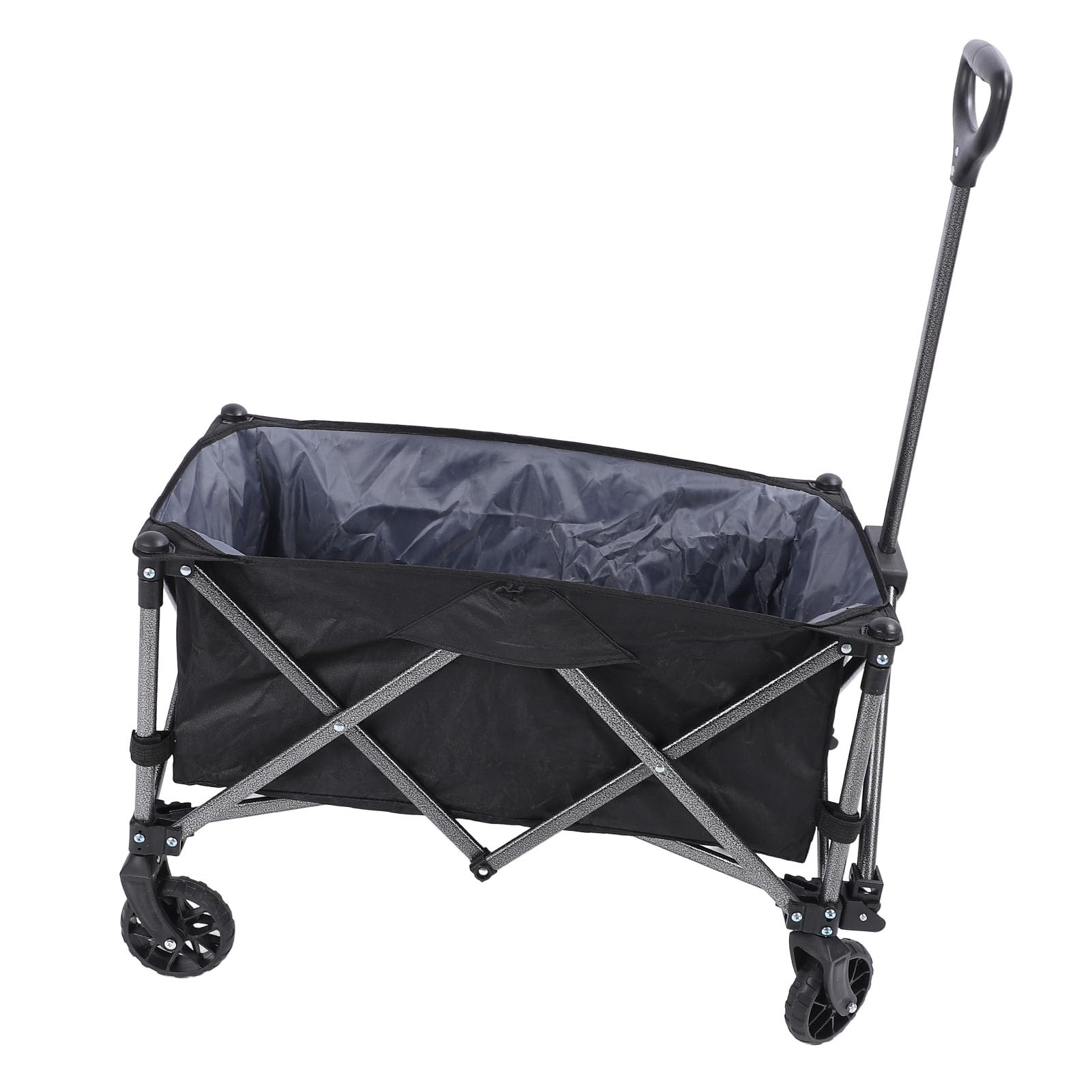 Zusammenklappbarer Wagen, 100 l, Polyester, Stahl, für den Außenbereich, Lebensmittelwagen, Strandwagen für Sport, Einkaufen, Camping, Schwarz