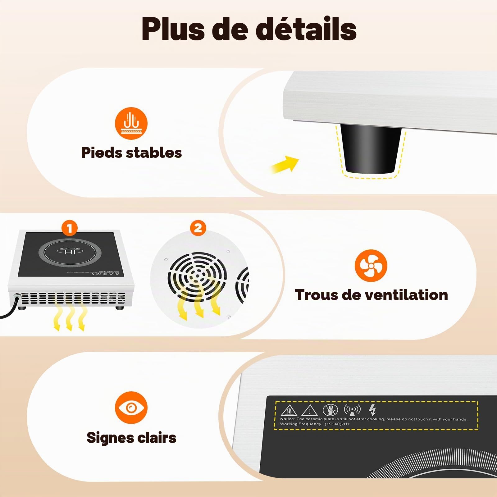 Plaque de cuisson à induction professionnelle 3500 W - 11 niveaux de puissance - Minuterie 24 h - Pour la restauration et la maison - Verre microcristallin - Prise européenne (argenté/bleu