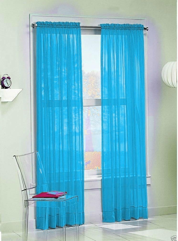 Jody Clarke 2PC Solid Sheer Panel Curtain Drape Long Fully Stitched for Wedding Quinceniera Party décor avilable in Multiple Colors and Sizes (95" Long,Turquoise)