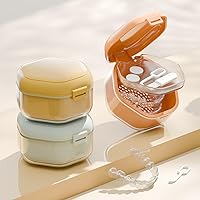 Vista 4 de Caja de baño para dentaduras postizas con cesta de colador, contenedor de almacenamiento para retenedores, impermeable, protector bucal para el hogar
