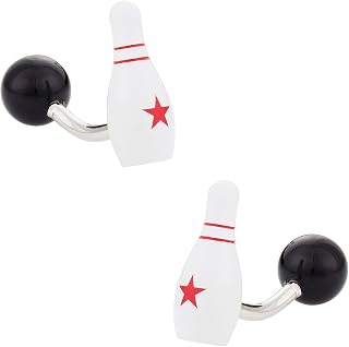 Men's Ten Pin Bowling Cufflinks Bowler Cuff Links with Travel Presentation Gift Box Pin Ball