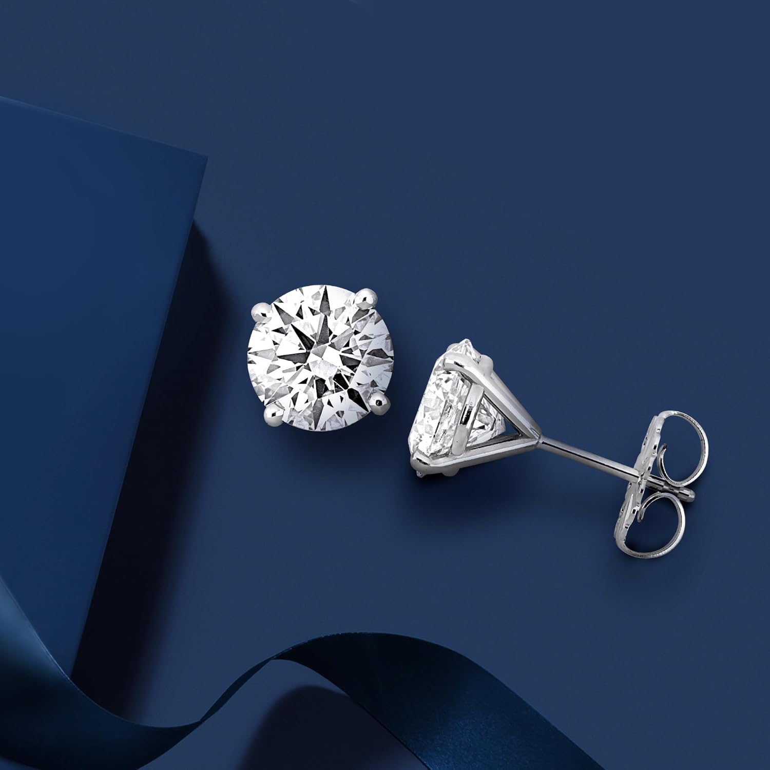 Lab-Grown Diamond Stud Earrings With Unique laser engraved Diamond ID, Set In Platinum, White Gold or Yellow Gold - D Color, VVS2 Clarity, IGI Certified Lab-Grown Diamonds - Available in 1 to 5 CTTW - Image 3