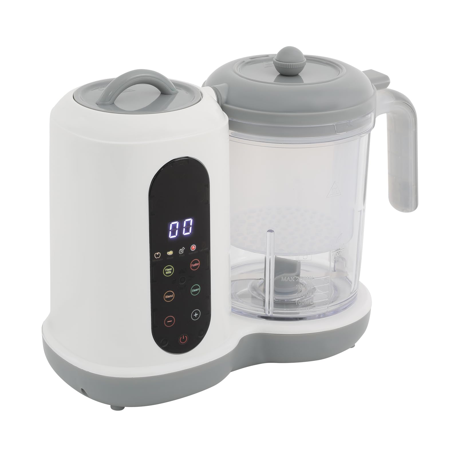 Multifunktions Mixer für Babynahrung, Gemüse und Obst, 450W Babynahrungszubereiter Dampfgarer & Zerkleinerer, 400ml Kapazität, Ideal für Familien, Kindergarten & Küche, Weiß