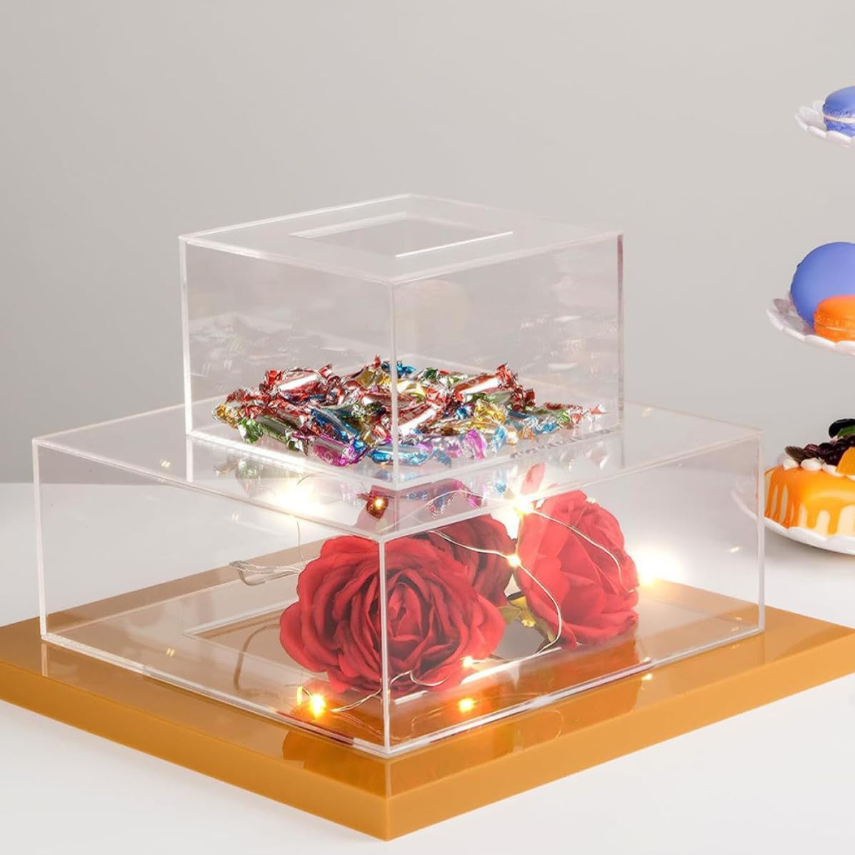 Garneck Acryl Kuchenfüllständer 2 Stück Transparent Quadratisch