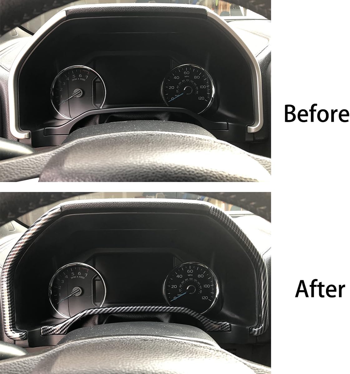 Keptrim for F150 ABS Carbon Fiber Dashboard Center Console Dash Board Trim for 2015-2020 Ford F150, 2017-2020 F250 F350, 3pcs