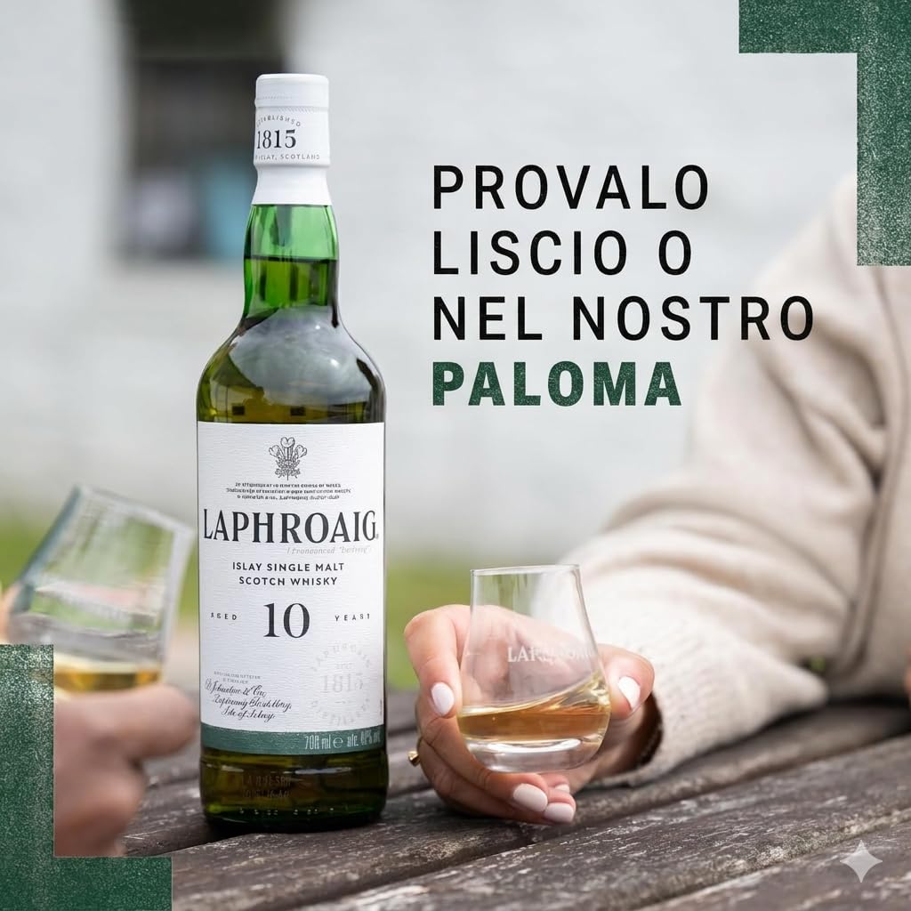Laphroaig, Islay Single Malt Scotch Whisky 10 years, 100% orzo maltato - 1 bottiglia da 700ml