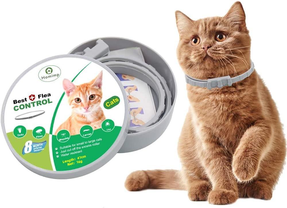 Cat Flea Collar, 8 Months Flea Tick Treatment, Adjustable Waterproof Flea Collar for Cats Puppies