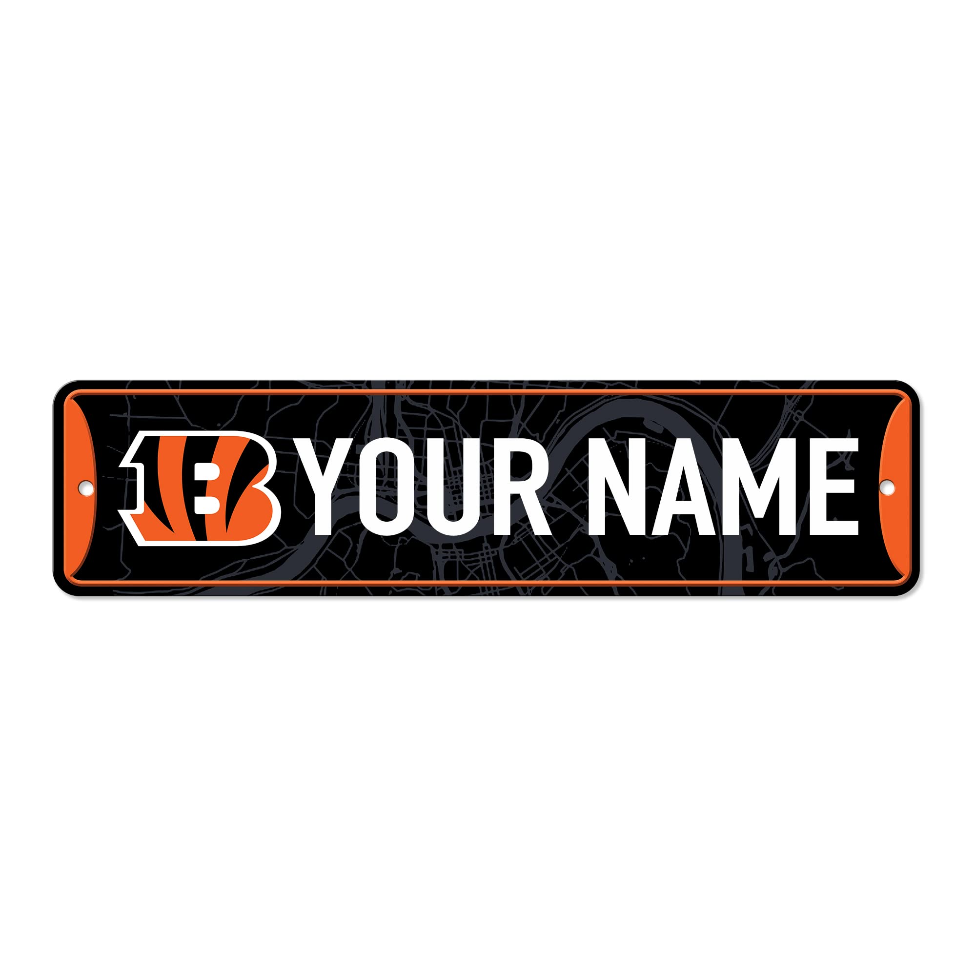 Rico Industries NFL Football Cincinnati Bengals Primary Personalized Metal Street Sign 4" x 15" Home Décor - Bedroom - Office - Man Cave