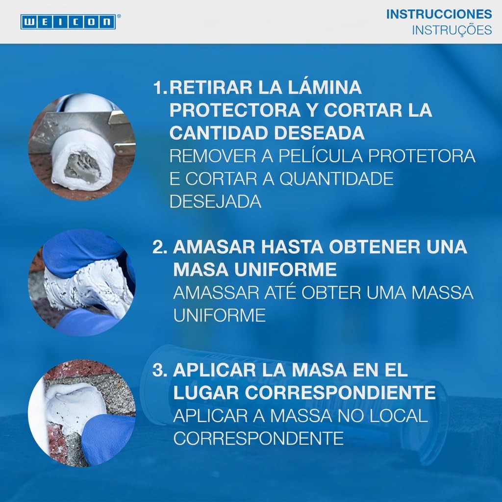 WEICON Masilla Reparadora Titanio | 115 g | De 2 Componentes | Sistema de resina epoxi resistente al desgaste y altas temperaturas