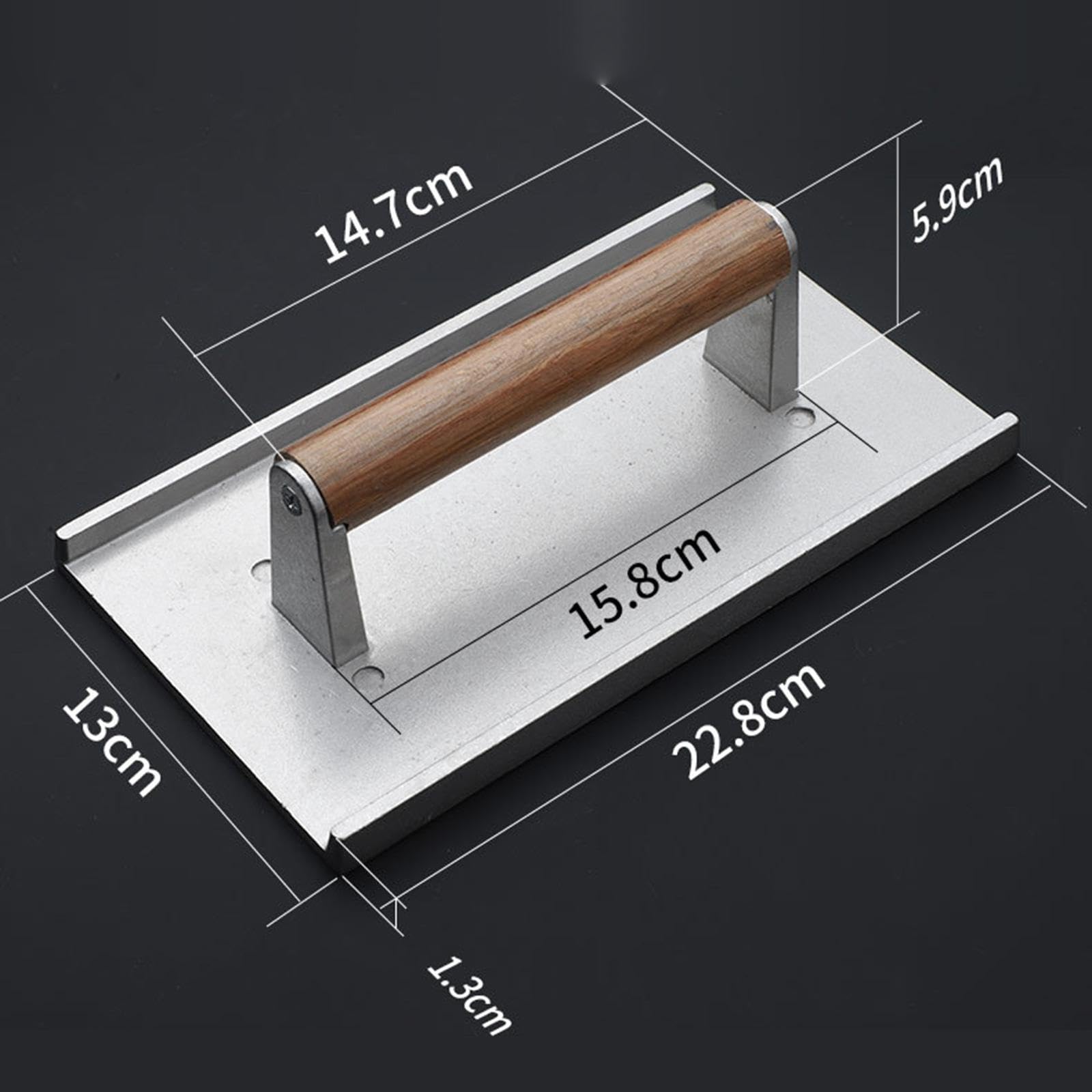 Press Rettangolare Hamburger Press Smasher Patty Maker in Lega di Alluminio Manico in Legno Fondo Scanalato Adatto per Cucina Barbecue, 22,8 cm x 13 cm