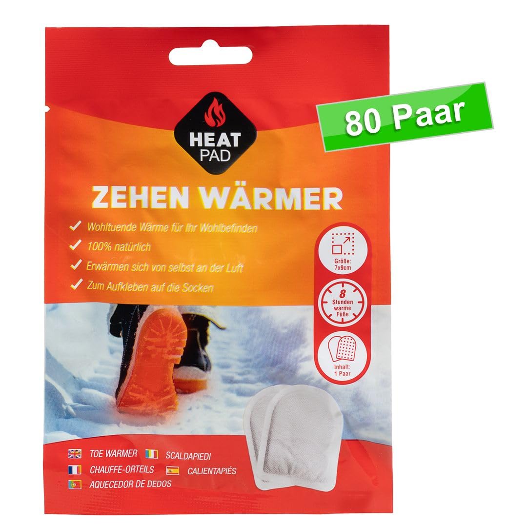 laro 80Paar Zehenwärmer - 8 Stunden Wärme für kalte Füße | Selbstwärmende Fußwärmer Pads für Schuhe & Outdoor | Langanhaltende Wärme