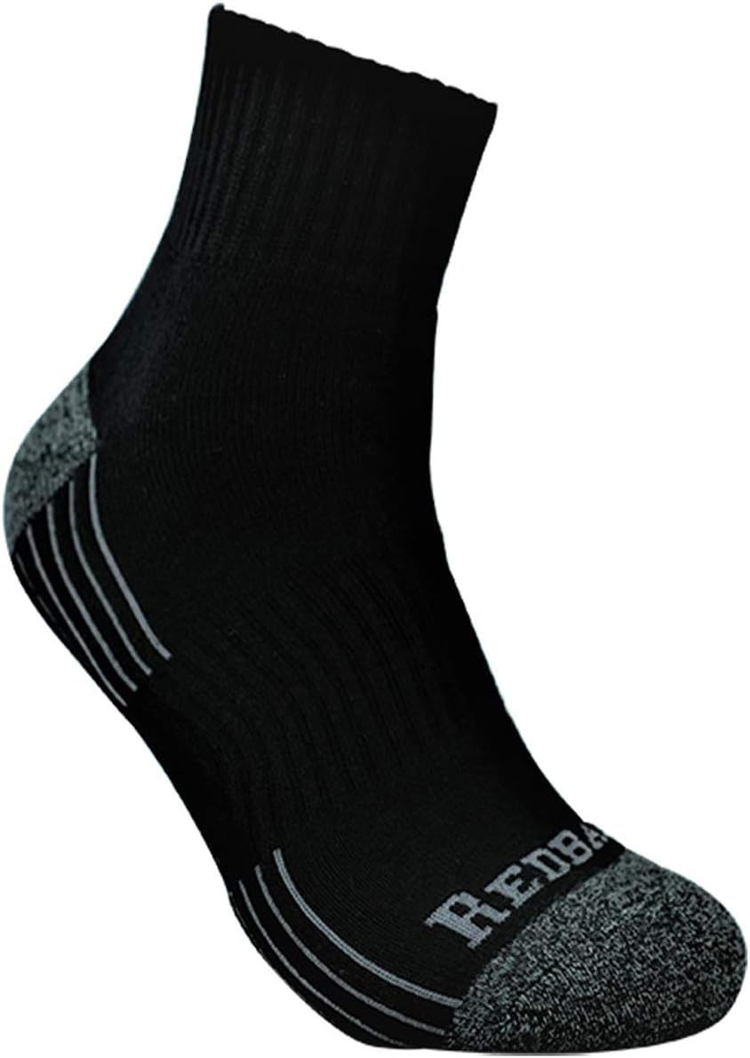 6 Pack Redback Boots Everyday Bamboo Quarter Ankle Sock BLACK