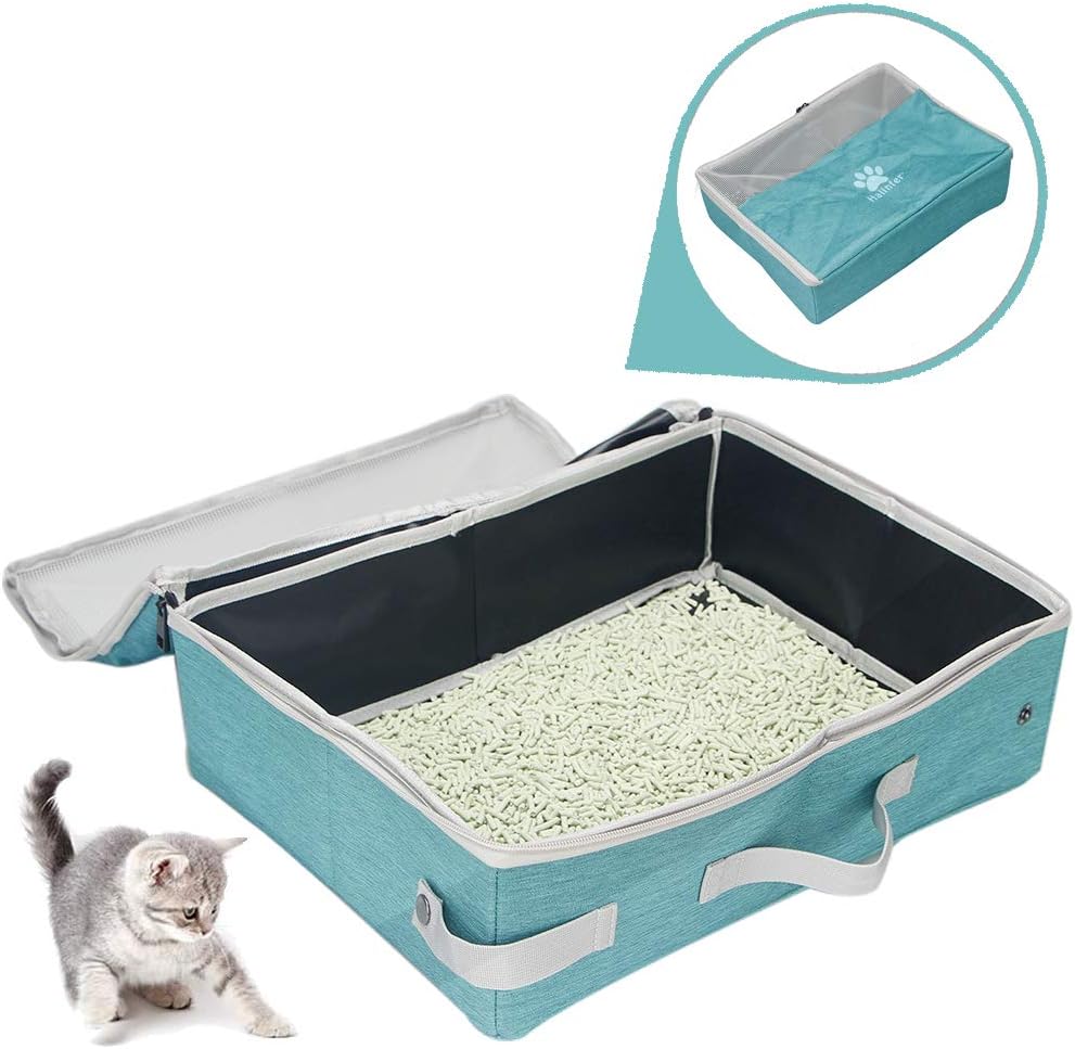 Portable Cat Travel Litter Box with Lid, Collapsible Car Cat Litter Box Waterproof and Easy to Clean : Pet Supplies
