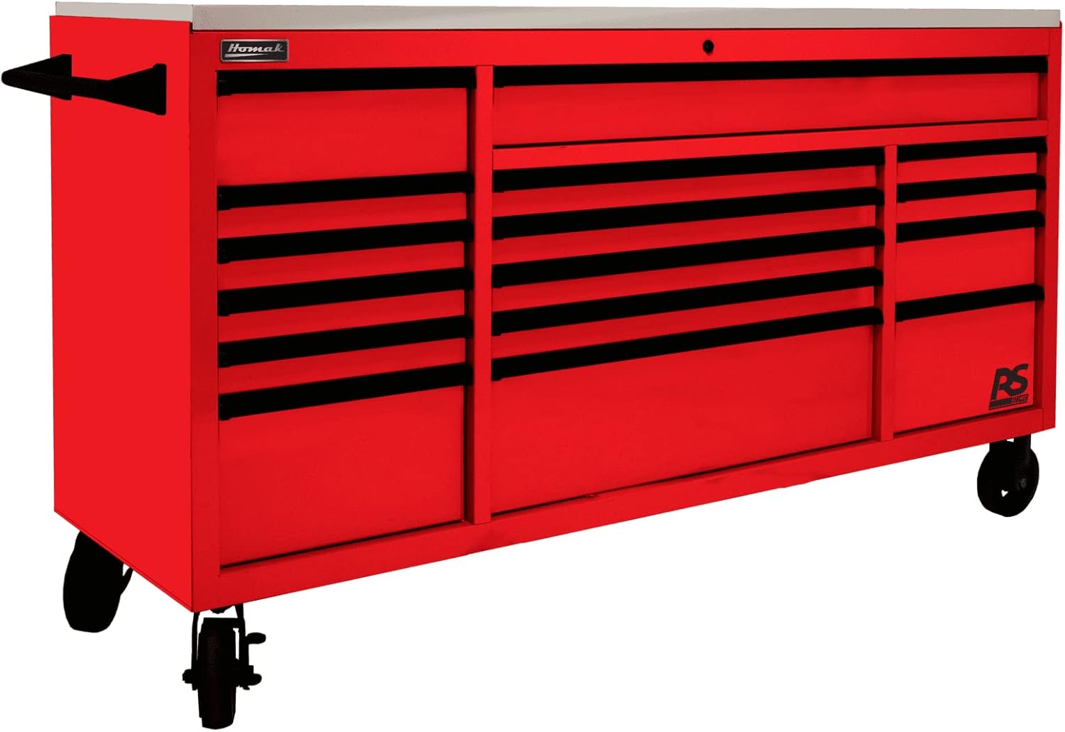 Homak 72” Roller Cabinet w/Stainless Steel Top RS Pro Workstation (Fury Red)