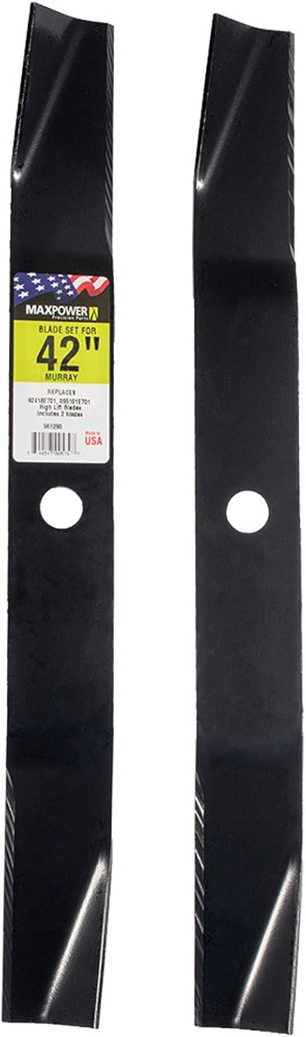 Maxpower 561298B Blade Set 42" Cut Replaces Murray OEM No. 095101E701, 92418,92418E701, 21.5 x 2.25 x 1 inches, Black