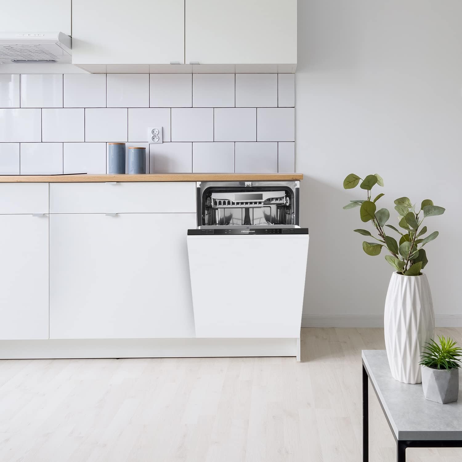 Hisense HV520E40UK Lavastoviglie Integrata Totale SLIM 45 cm, 11 Coperti, 47 db, Partenza Ritardata, Acqua Stop, 5 Programmi 4 Temperature, Display Led [Classe di efficienza energetica E]