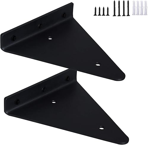 Miniatura 2 de BLZ Soportes industriales flotantes ocultos blancos con tornillos fácil instalación capacidad de rodamiento de 882lbs - 1 par de soporte de ángulo