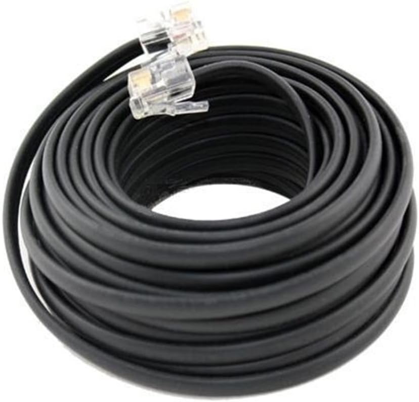 50 FT Feet RJ11 4C Modular Telephone Extension Phone Cord Cable Line Wire Black
