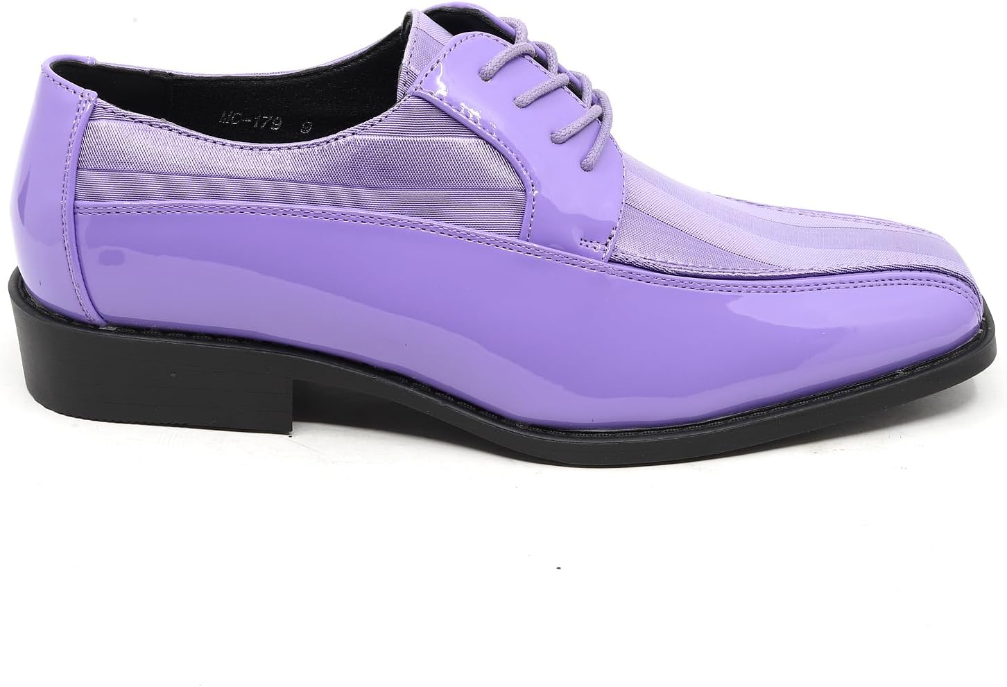 Men's Oxford Lace up Striped Satin Patent Tuxedo Dress Shoes MC-179 - Image 2