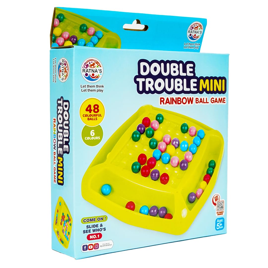 RATNA'S Double Trouble Mini Rainbow Ball Game, 48 Colourful Balls, 6 Colours, Ages 5+, Board Game, Travel & Pocket Game for 2-4 Players - Image 7 thumbnail