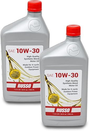 2PK Russo SAE 10W-30 Mezcla sintética de 4 ciclos aceite de motor de 32 onzas1 cuarto de galón