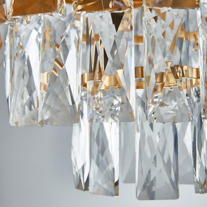 Image of SUANI Pineapple Chandelier Full Golden Italian K9 Glass Crystal Decorative Ceiling Lamp for Living Room | Home | Golden, Round, (600) mm