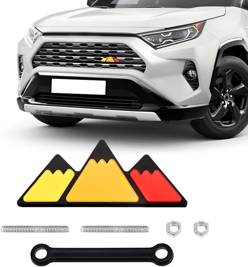 povtii Tri-Color Grille Decor Badge, Personalized Creative Grille Insert Trims, Front Grille Decoration Compatible with 4 Runner RAV4, Exterior Car Accessories (Style D)