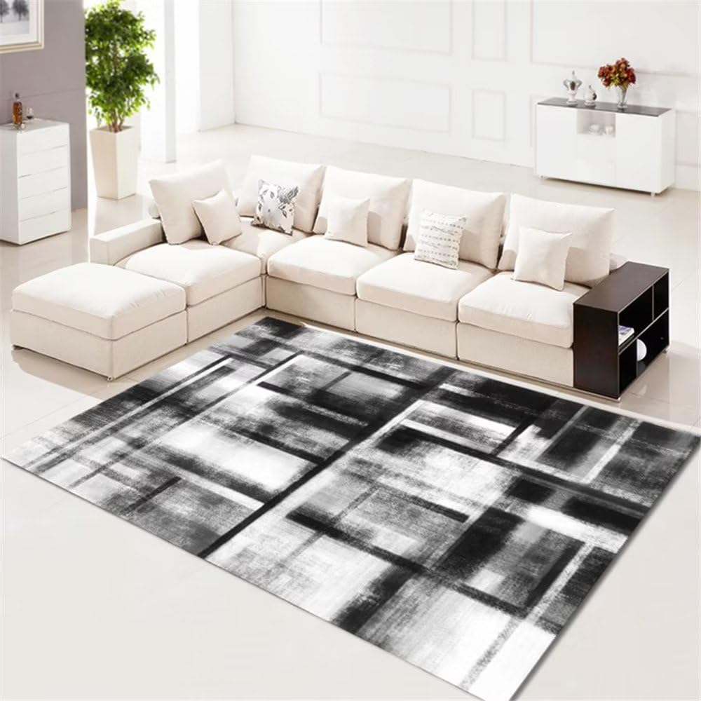 Tapis enfant de chambre à coucher moquette salon gris à rayures vintage