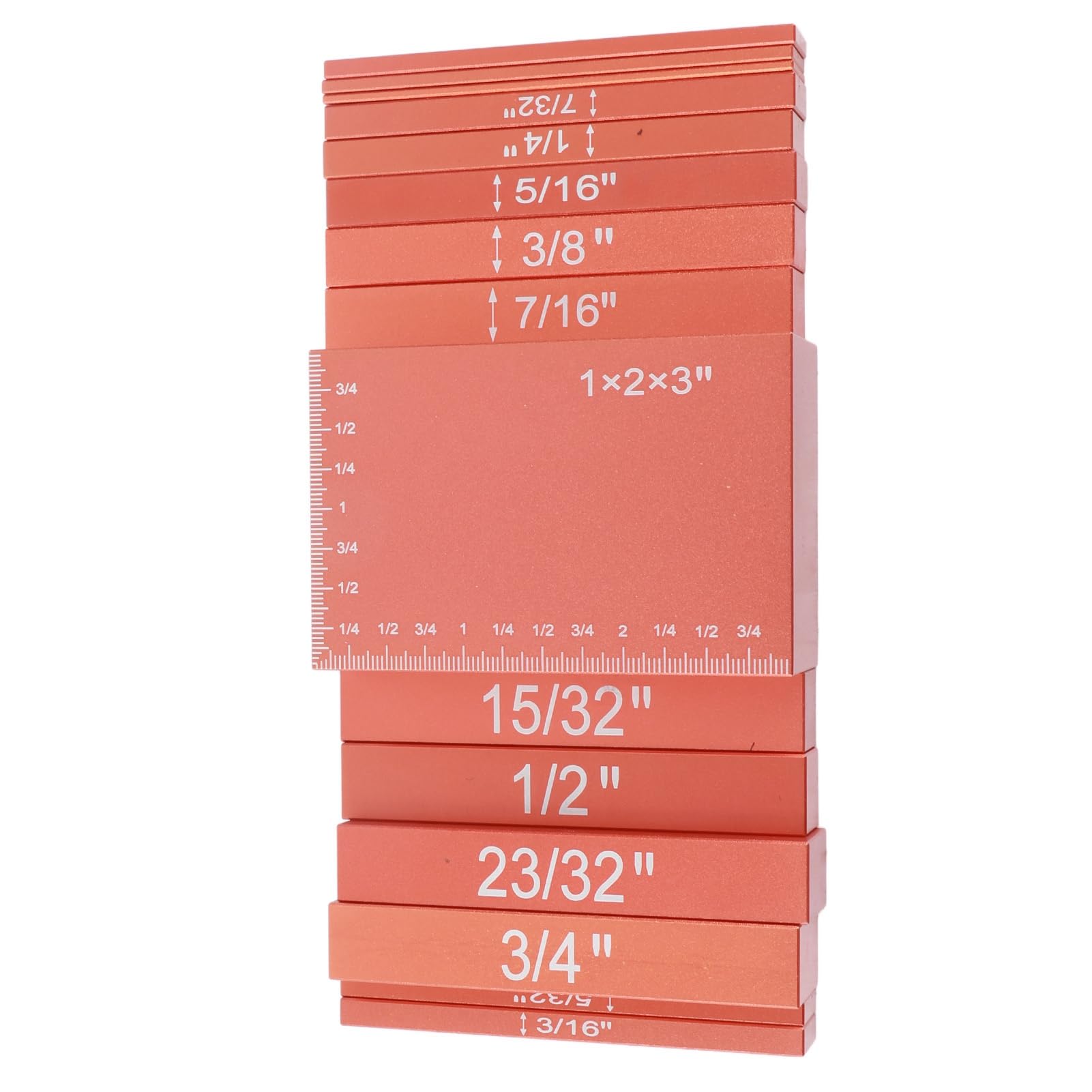 15 Piezas Bloques Patrón de Precisión de Aluminio para Calibración (ORANGE)