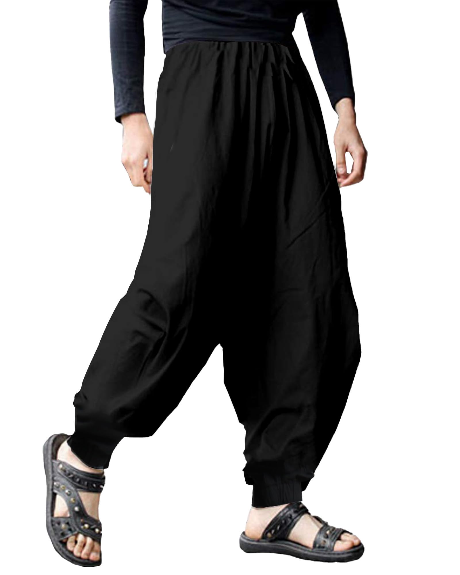 YAOHUOLE Haremshose Herren Lang Baggy Pumphose mit Taschen Elastischer Bund