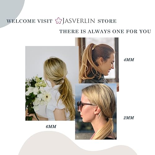 Miniatura 7 de JASVERLIN Lazos elásticos para el cabello rubio, soportes para cola de caballo para cabello grueso y rizado, bandas de goma súper elásticas para el