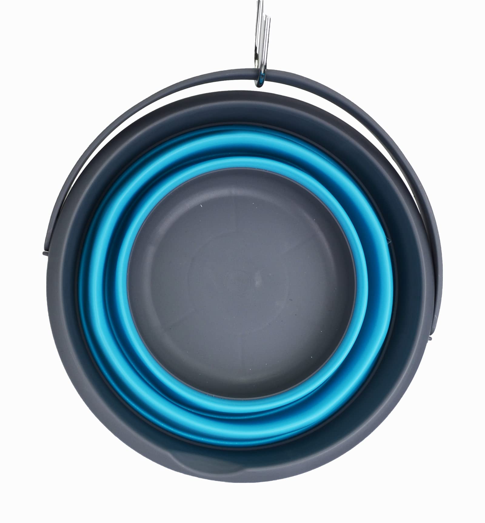 SAMMART Cubo de plástico plegable de 5,5 l para pesca, cubo de agua portátil para ahorrar espacio al aire libre (gris/azul marino, 1)