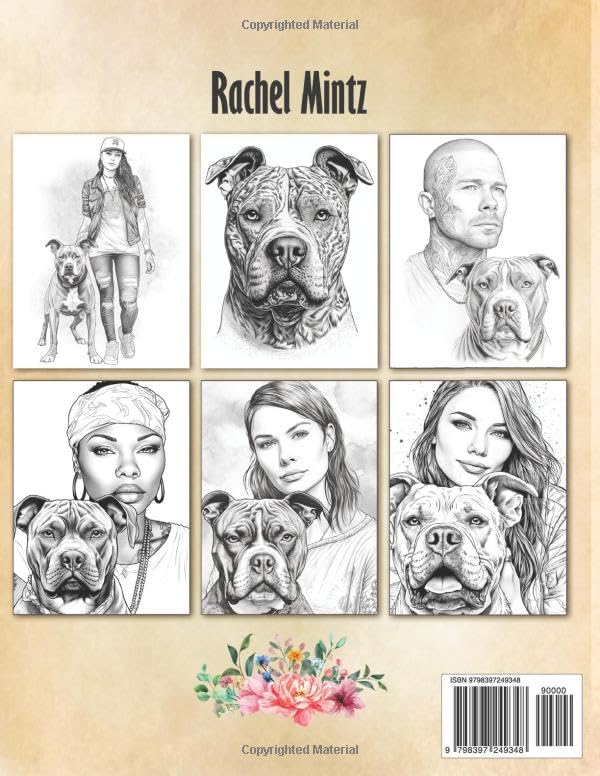 Miniatura 2 de My Pitbull - Grayscale Coloring Book for Adults Gorgeous American Pit Bull Moms & Dads, Dog Lovers Portraits with Pitbull Mixed Breeds, AI Art
