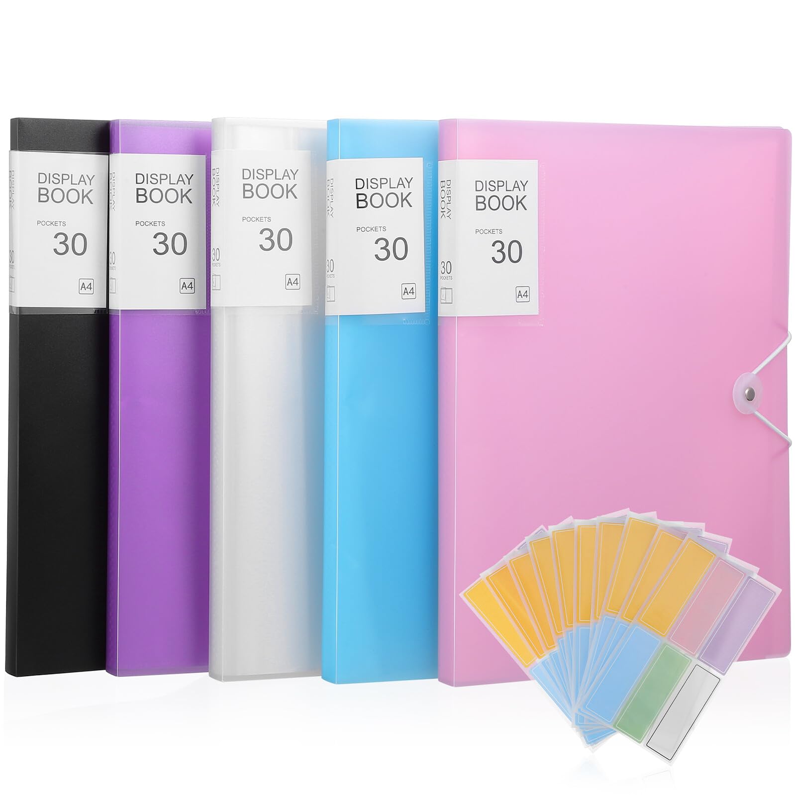 PartyKindom 5stücke Portfolio-ordner Mit Taschen Ordnerorganisation Durch Transparente Kunststoffhüllen Sicherer Halt Mit Elastischem Seil Einfach Einfügen Mit Top-loading-design