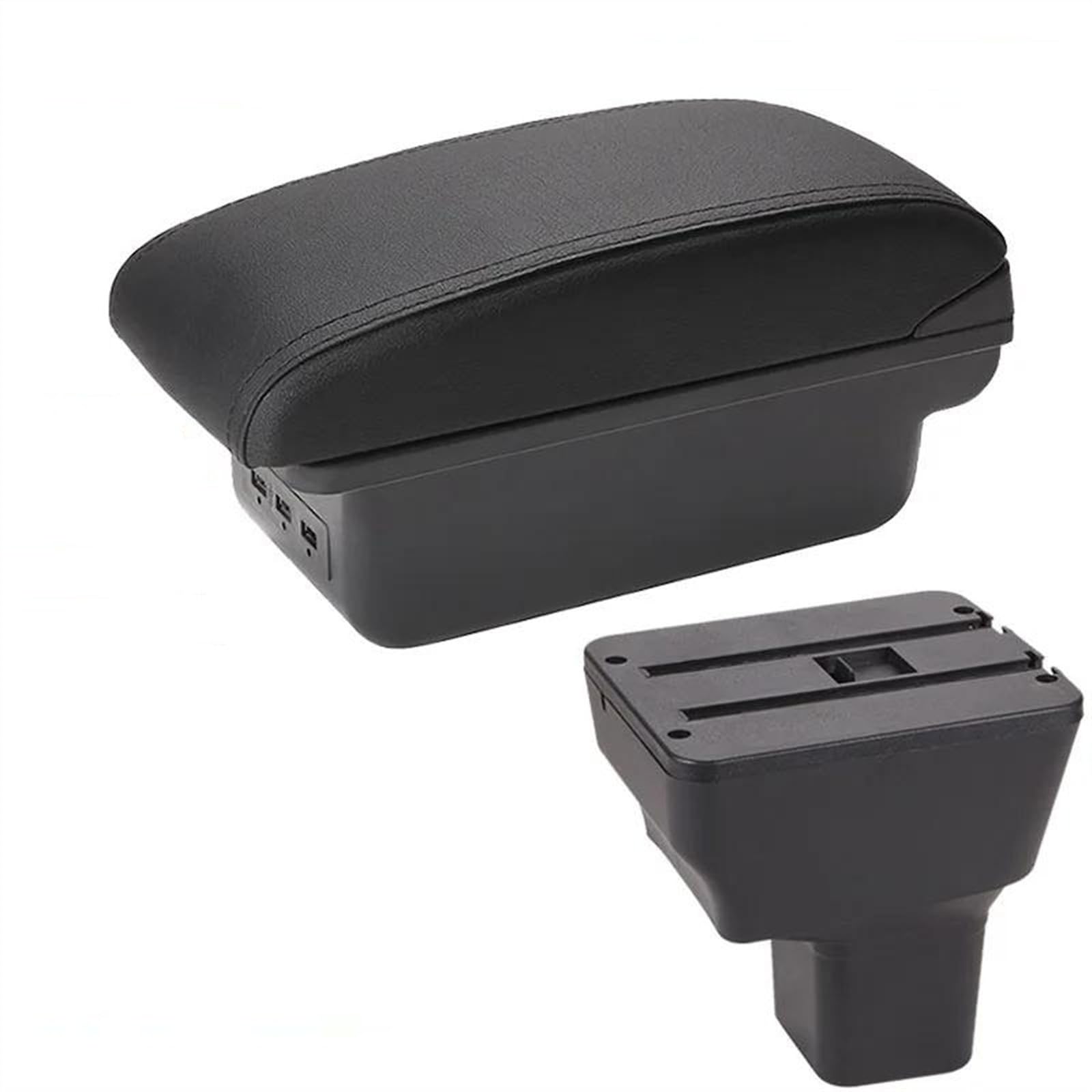 NMJLQW Storage Rack Car Center Console Storage Box Multifunctional Armrest Storage Box Interior Accessories For Kicks 2016-2021(B2 Black line 3USB)