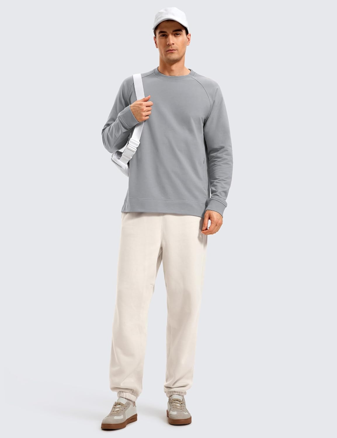 CRZ YOGA Mens Crewneck Sweatshirts French Terry Athletic Workout Sweat Shirts Casual Pullover Tops with Zipper Pocket - Image 2