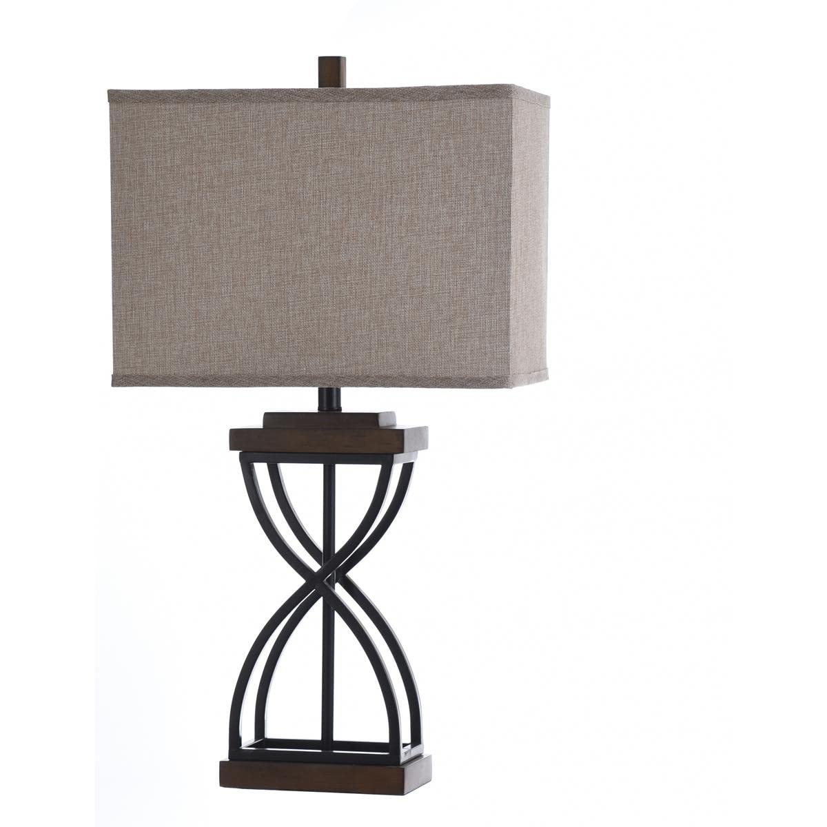 Stylecraft Home Collection L311439DS 31 Inch One Light Table Lamp, Black Wood Finish with Beige Fabric Shade
