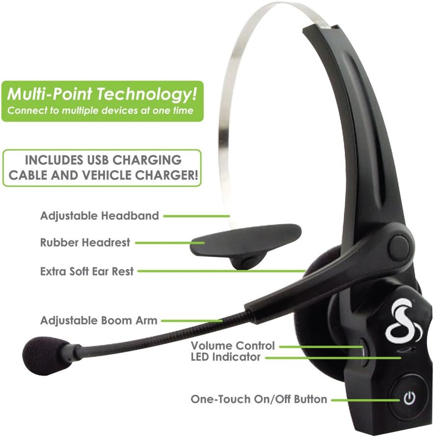 Cobra CBTH1-PLUS Bluetooth Headset, Retail Packaging, Black