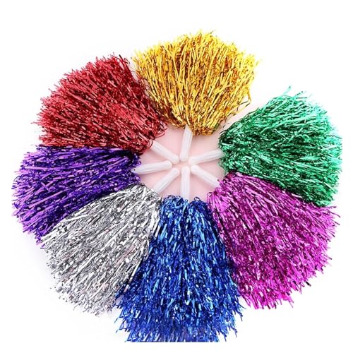 HYFEUOKF Pompon De Pom-Pom Girl 2 pièces Pompons banderoles métalliques Pom-Pom Girl Pompon acclamant la Danse pour Matchs De Sport, Performance sur ScèNe(Blue) – vue 2