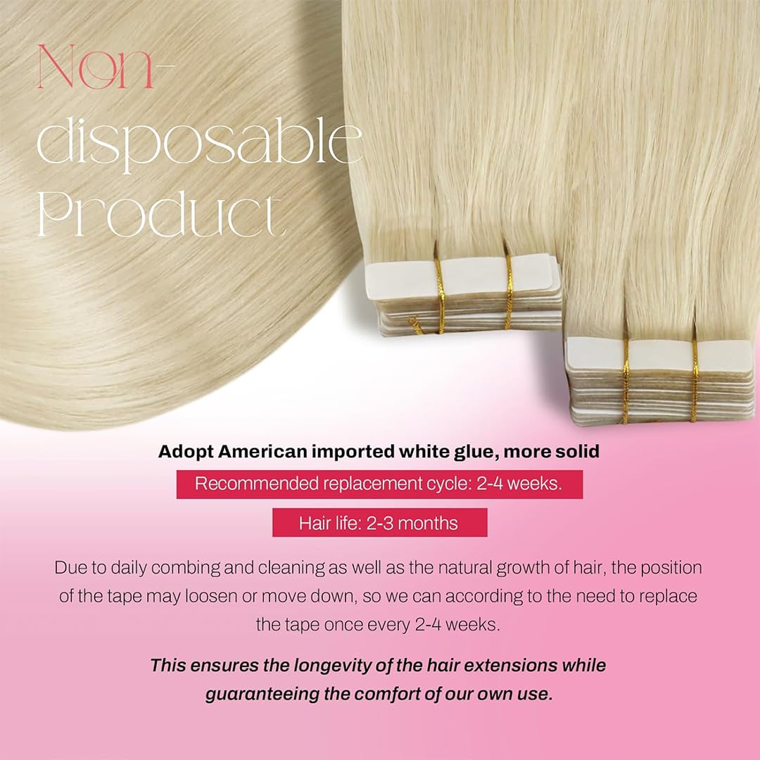 Moresoo Extension Adesive 55 cm #60 Biondo Platino + Biadesivo Bundle