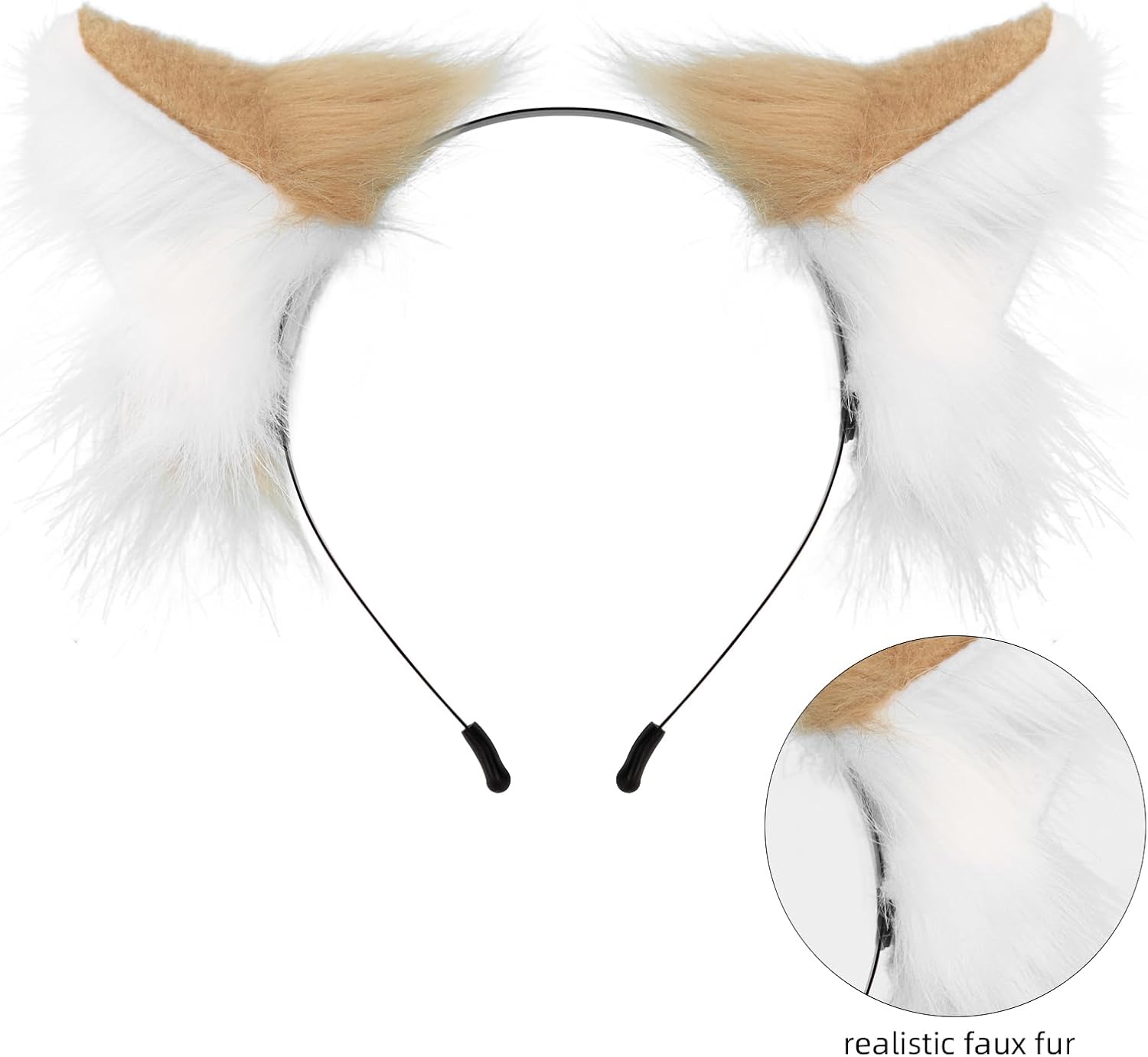 Fox Ears and Tail Set, Furry Animal Cosplay Accessories, Plush Headband & Adjustable Tail for Anime Conventions Costume