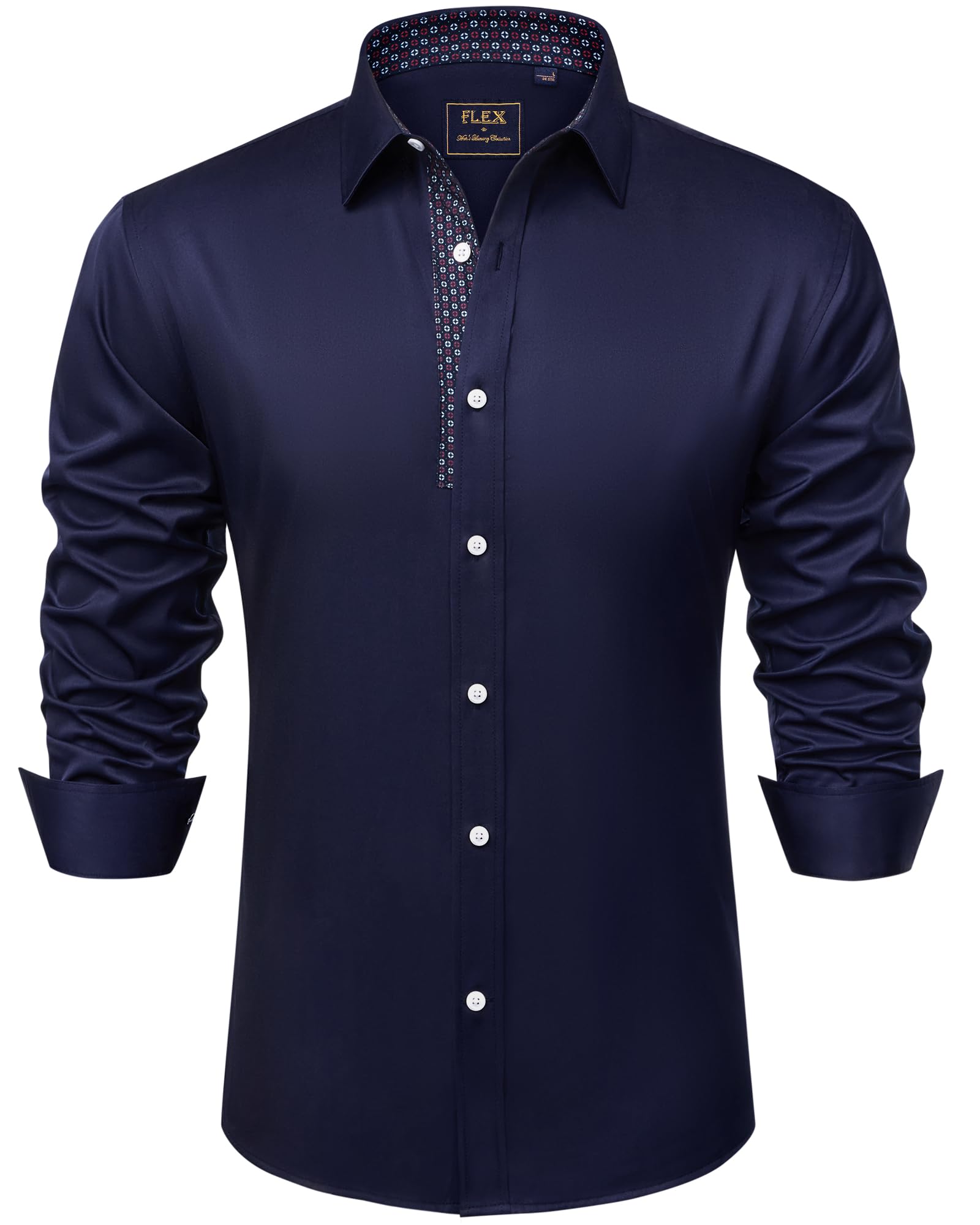 siliteelon Hemd Herren Langarm Regular Fit Kontrast Businesshemd Freizeit Stretch Anzughemd