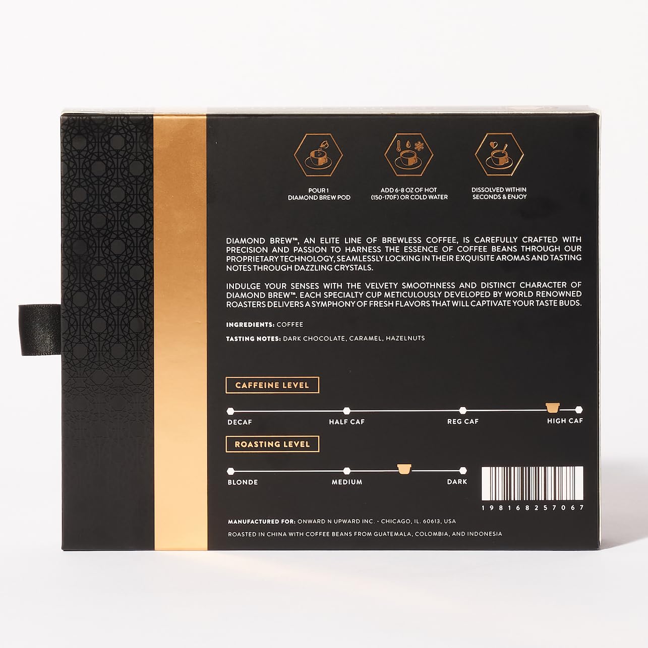 Espresso artesanal de disolución rápida, tostado medio oscuro, cápsulas de café instantáneo de aluminio de 24 quilates, alta cafeína de 160 mg cada taza, granos 100% arábica Colombia, Guatemala
